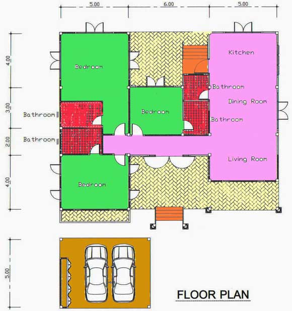 Planskiss f�r enplanshuset vid Hua Hin Green Chalet