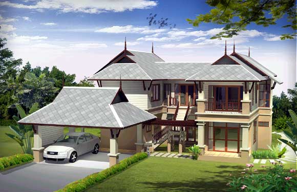 Framsidan av Hua Hin Green Chalet tv�v�ningshus